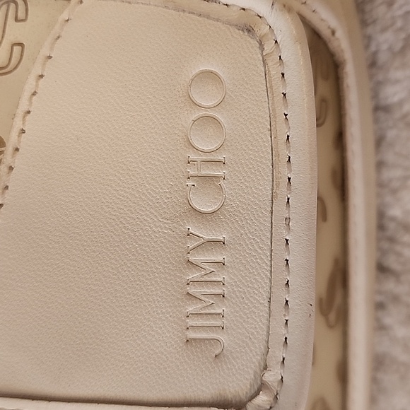 Jimmy Choo Womens White Slide Sandals With Clear Gold JCs Size 9 Preowned - Picture 5 of 12